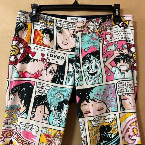 Moschino | Vintage 90s Comic Anime Manga Print Pants Trousers Size 8 - Picture 3 of 16